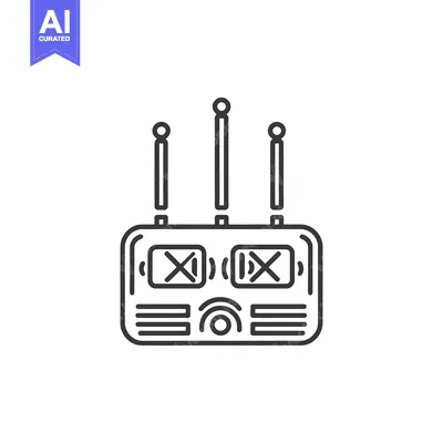 Aset desain premium: A monochrome illustration of a router with three antennas