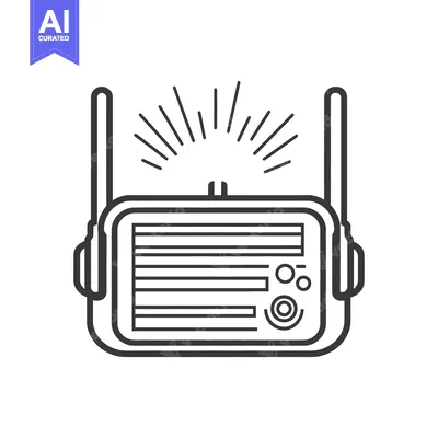 Aset desain premium: An abstract black and white illustration of a radio device