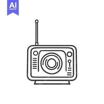 Aset premium populer: A simple illustration of a vintage style television set