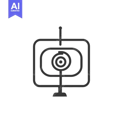 Aset premium populer: A simple illustration depicts a security camera in monochrome