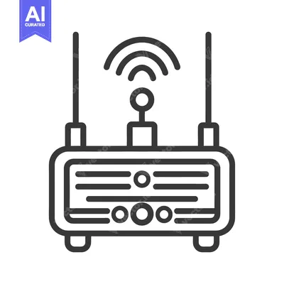 Aset desain premium: A simple outlined illustration depicting a wireless network router