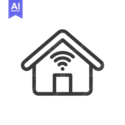 Aset premium populer: Smart Home Icon: Connected House with WiFi Symbol, Modern Design