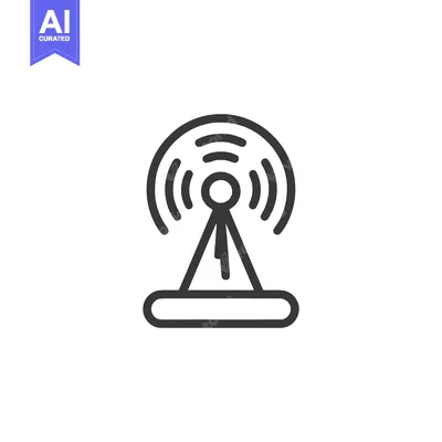 Aset desain premium: Minimalist Antenna Icon: Communication, Signal, and Technology Symbol