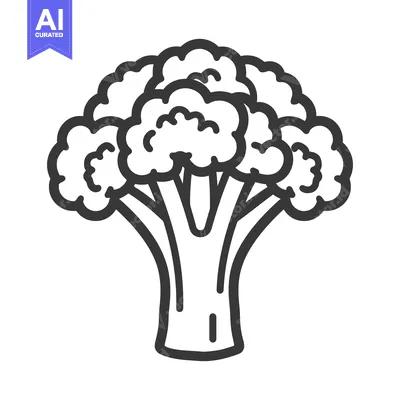 Popular premium asset: An isolated black and white graphic of a broccoli floret