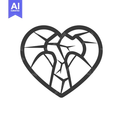 Aset premium populer: A cracked heart symbol shows emotional pain and sadness