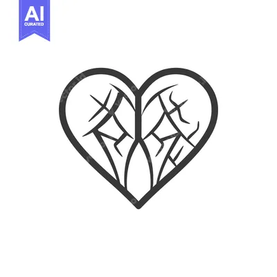 Aset premium populer: A graphic representation of a damaged or broken heart symbol