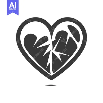Aset desain premium: The fractured symbol of a heart against a white background