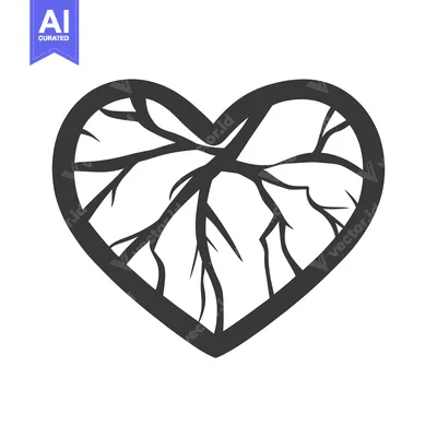 Premium design asset: An illustrated heart contains branches and lines within its borders