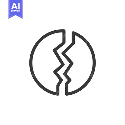 Aset premium populer: Broken Circle Icon: Dark Gray Outline with Zigzag Crack on White Backg