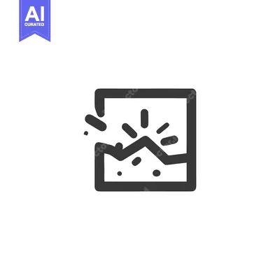 Aset desain premium: Shattered Frame: Broken Square with Debris and Light Bursts, Dark Gray