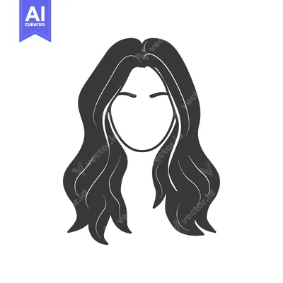 Aset desain premium: A dark stylized illustration of a woman with wavy hair