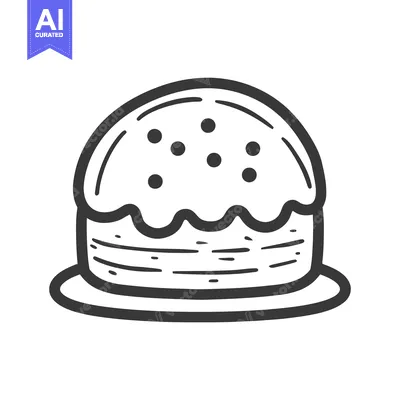 Aset desain premium: A black and white drawing of a layered cake