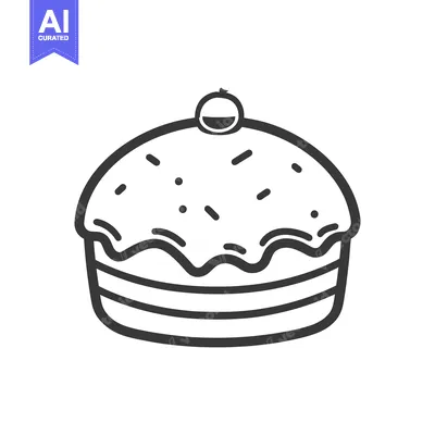 Aset premium populer: A simple line drawing of a delicious looking cupcake