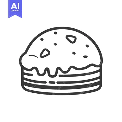 Aset premium populer: A graphic depiction of a layered cake with frosting on top