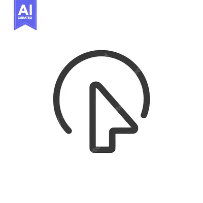 Aset desain premium: Sleek Dark Gray Cursor Icon with Circular Path on White Background