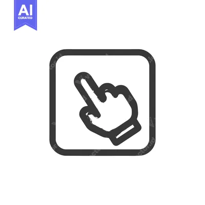 Aset desain premium: Grunge Style Hand Cursor Icon in Rounded Square Frame