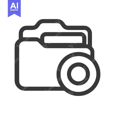 Folder with Circle Icon: Modern Data Management Symbol in Bold Outline