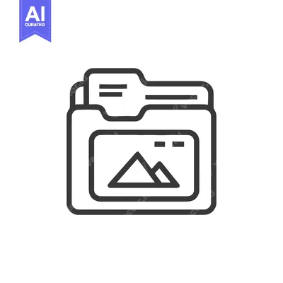 Aset premium populer: Image Folder Icon: Mountain Landscape, Minimalist Line Art Design