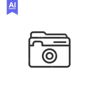 Aset desain premium: Minimalist Camera Icon: Clean Line Art on White Background