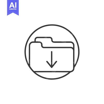 Aset premium populer: Download Folder Icon in Circle, Simple Line Art Style