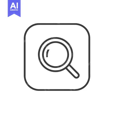 Aset premium populer: Minimalist Magnifying Glass Icon in Rounded Square Frame, Search Symbo
