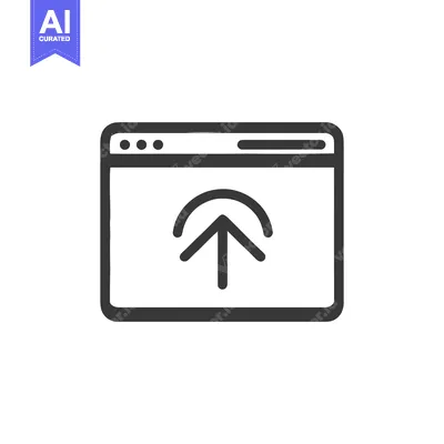 Premium design asset: Upload Icon in Browser Window, Simple Line Art Style, Dark Gray on Whi