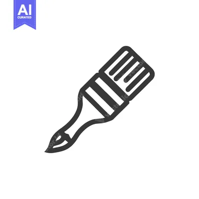 Aset premium populer: Minimalist Paintbrush Icon: Bold Outline on White Background, Art Supp