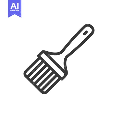 Aset desain premium: Minimalist Paint Brush Icon: Bold Outline on White Background, Art Too