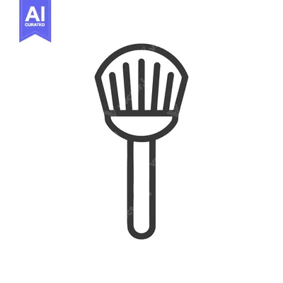 Aset premium populer: Stylized Outline Icon of a Makeup Brush with Bristles on White