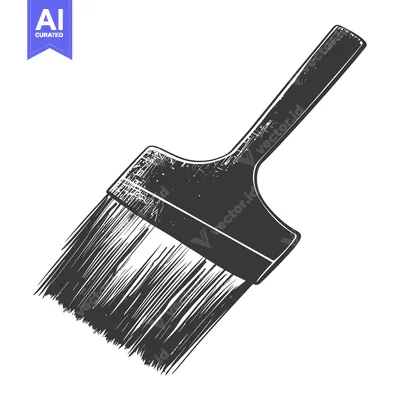 A simple black and white illustration of a paint brush