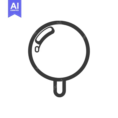 Aset desain premium: A simple outlined icon showing a rounded magnifying glass