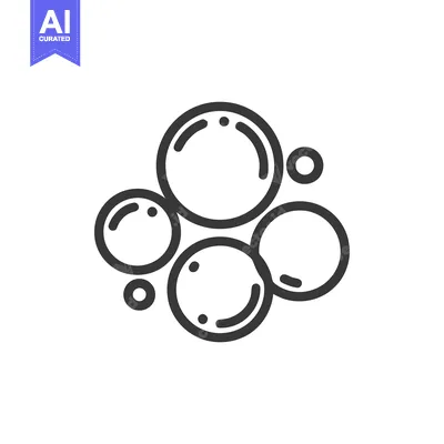 Aset desain premium: Minimalist Bubble Cluster Icon: Clean Line Art on White Background
