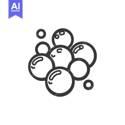 Premium design asset: Minimalist Bubble Cluster Icon: Clean Line Art on White Background