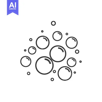 Aset desain premium: Several simple round bubbles float together against a clean white back