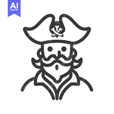 Aset premium populer: A Line Art Illustration Depicting A Cartoon Pirate Character