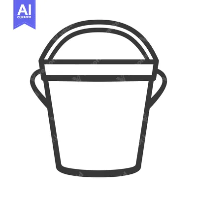 Aset premium populer: A graphic black and white illustration of a simple bucket with handle
