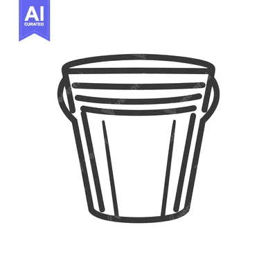 Aset premium populer: An illustrated black and white container with handles on white backgro