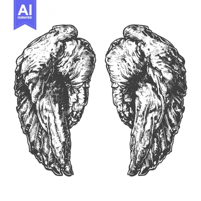 Aset premium populer: Detailed Ink Drawing Of A Pair Of Wings