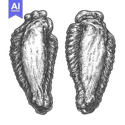 Engraved Illustration of Two Chicken Wings