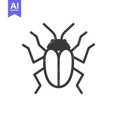 Aset premium populer: A simple black and white illustration of a beetle insect