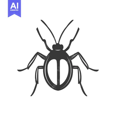 Aset premium populer: A black and white illustration depicts a small insect with legs