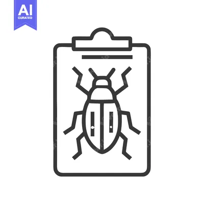 Popular premium asset: Bug Report Icon: Beetle on Clipboard, Line Art Style