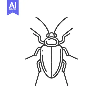 Aset premium populer: Minimalist Cockroach Line Art: Detailed Insect Illustration on White B