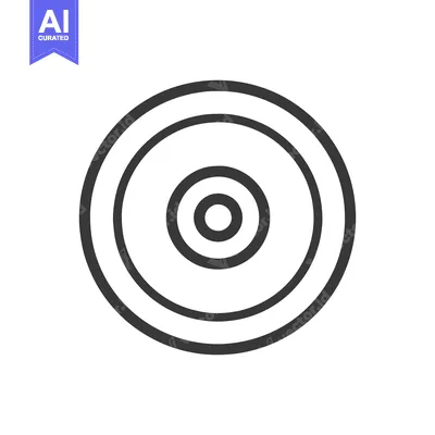 Aset premium populer: Concentric Circles: Minimalist Design with Bold Black Outline on White
