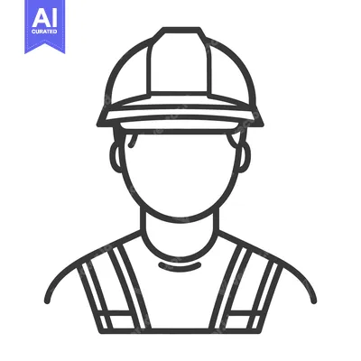 Popular premium asset: A simple outlined person wearing a safety hard hat and vest