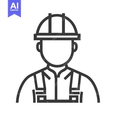 Aset desain premium: Outline of a person wearing protective headgear and attire