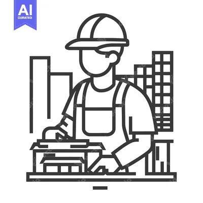 Aset premium populer: A construction worker is working on a building model representation