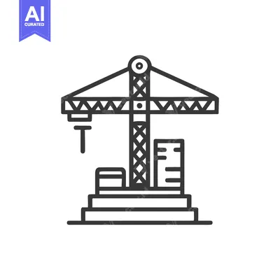 Aset premium populer: Construction Crane Icon: Modern Building Development Outline Symbol
