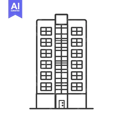 Aset desain premium: A tall building design featuring many symmetrical windows in black out