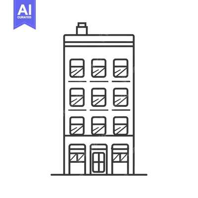 Aset premium populer: Simple drawing of a multi story residential building with windows